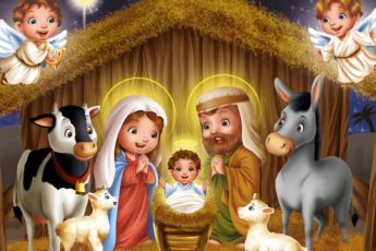 Рождество 345x230 - Анимационные детские картинки на Рождество - гифки для детей на 7 января 2024