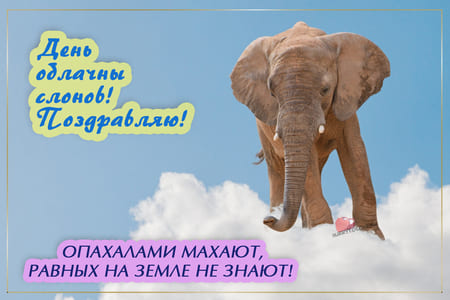 Картинка, поздравление на праздник День облачных слонов.