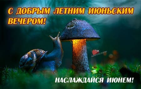 Добрый вечер июня картинка с надписями и пожеланиями.