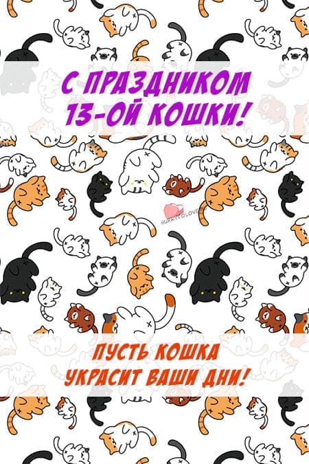 Праздник тринадцатой кошки - прикольные картинки с надписями на 26 августа 2024